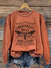 Buffalo Bill Halloween Printed Round Neck Long Sleeve Sweatshirt