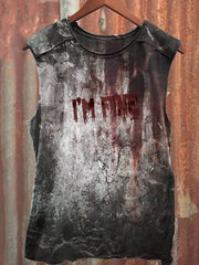Halloween I'm Fine Blood Stains Print Vest