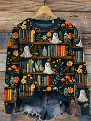 Women's Halloween Boos Print Sweatshirt