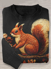 Vintage Squirrels Art Pattern Knit Sweater