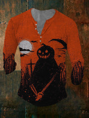 Men's Vintage Halloween Pumpkin Ghost Art Long Sleeve T Shirt