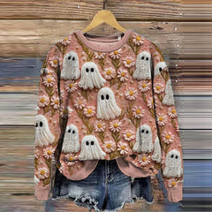 Women'S Halloween Boos Print Sweatshirt