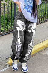 Halloween Print High Waist Straight Jeans