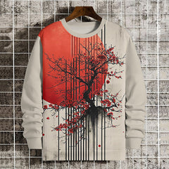 Japanese Art Wave Print Crew Neck Sweatshirt
