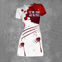 Women's I'm Okay It's Not My Blood Print Sleeveless Mini Dress