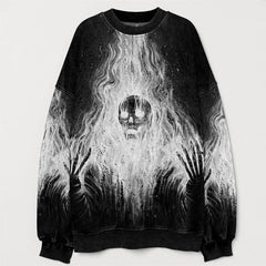 Men's Halloween Skull Print Round Neck Long Sleeve Sweatshirt
