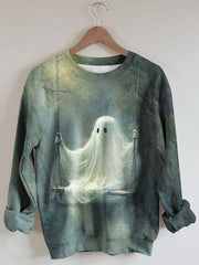 Ghost Ladies Print Long Sleeved Sweatshirt