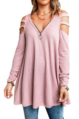 Women's Zip Neck Knit Tunic Top