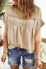 Women's Fashion Swiss Dot Lace Splicing Top