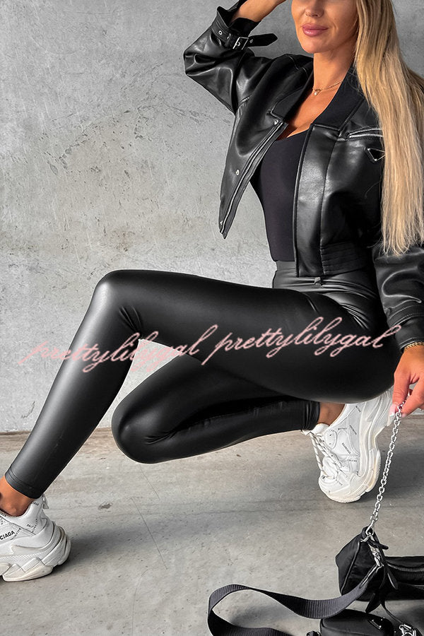 Style Note Faux Leather Legging Pants（elastic）