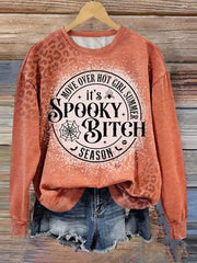 Halloween Move Over Hot Girl Summer It's Spooky Bitch Season Leopard Print Sweatshirt