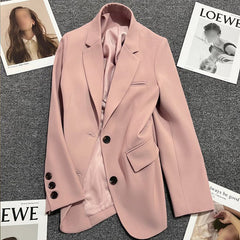 Casual Solid Button Lapel Blazer