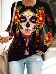 Day Of The Dead Sugar Skull Crew Neck Sweatshirt
