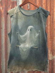 Men's Scary Ghost On The Swing Halloween Print Vest