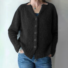 Vintage Solid V Neck Single Breasted Sweater Cardigan