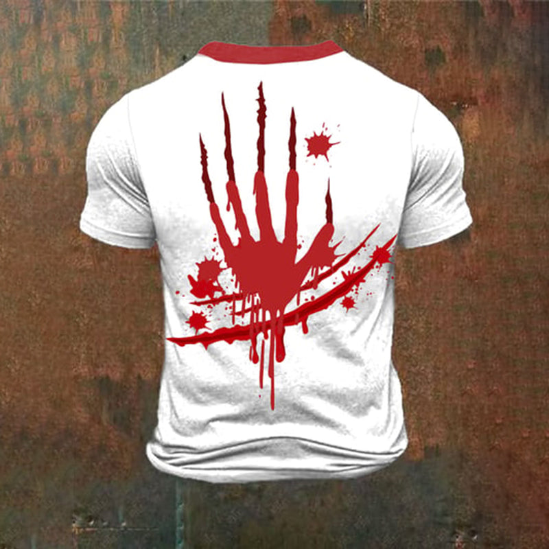 Men's Halloween Bloodstain I'm Fine Print Henley Shirt