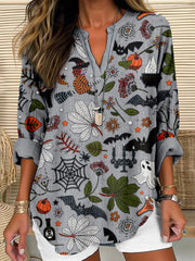 Embroidered Halloween Art Linen Blend Cozy Shirt