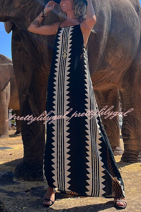 Take A Trip Ethnic Print Backless A-line Maxi Dress