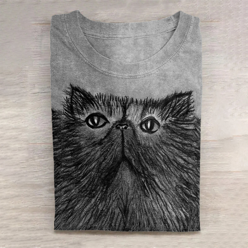 Women's Persian Cat Folk Art Casual T-Shirt