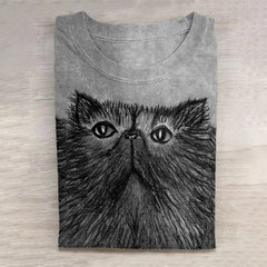 Women's Persian Cat Folk Art Casual T-Shirt