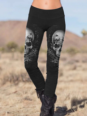 Skull Print Casual Leggings