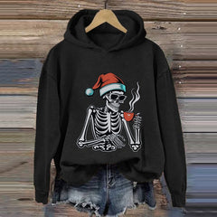 Dead Inside Skeleton Christmas Coffee Print Hoodie