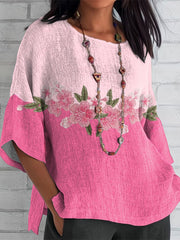 Women's Pink Flowers Printed Top