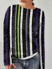 Halloween Horror Movie Inspired Striped Cozy Sweater