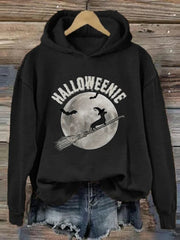 Dachshund Halloween Print Long Sleeve Hoodie