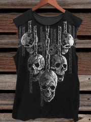 Halloween Chain Skulls Print Casual Tank Top