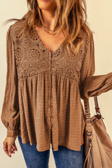 Women's Lace Crochet Babydoll Top