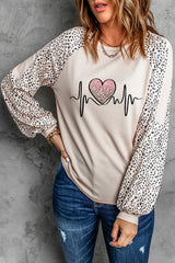 Women's Peaceful Love Leopard Pullover Top