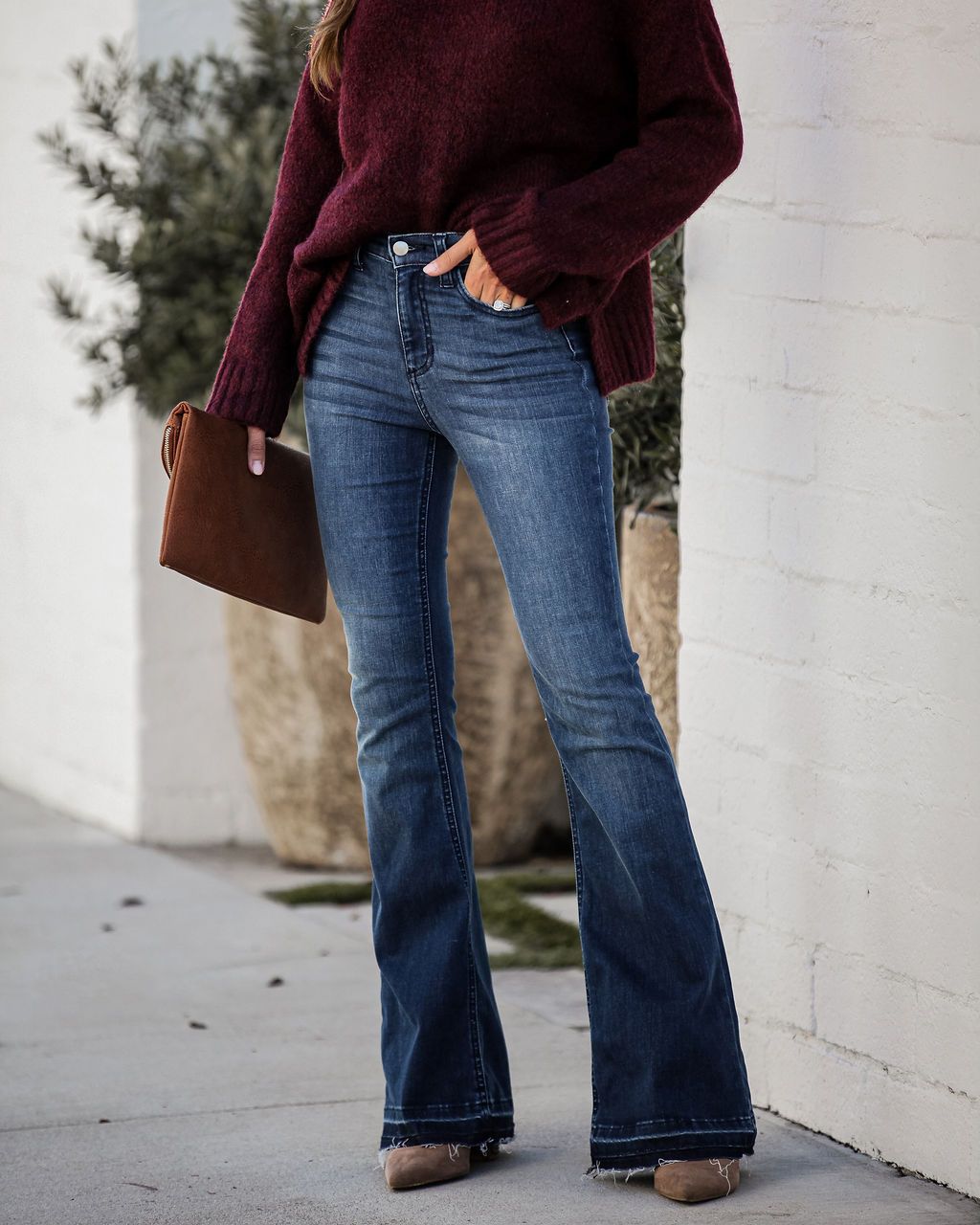 Women's Slim fit slim trousers micro flared jeans