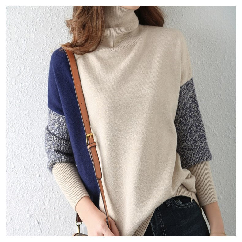 High Neck Contrast Sweater