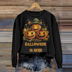 Halloween Pumpkin Smiling Face Pullover Long Sleeve Sweatshirt
