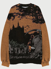 Vintage Death And Graveyard Art Washed Sweatshirt