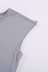 Women's Gray Summer Short Sleeve Cut Out T-shirt