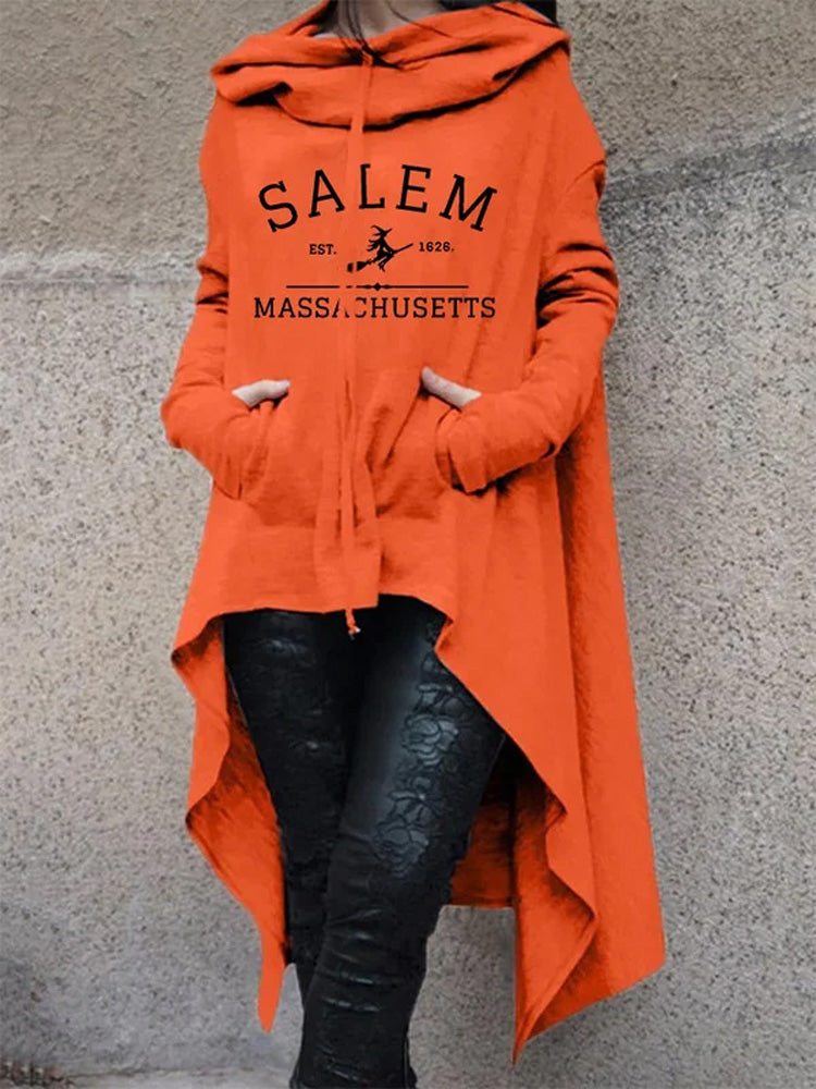 Women's Salem Massachusetts Printed Irregular Long Sleeve Sweatshirt