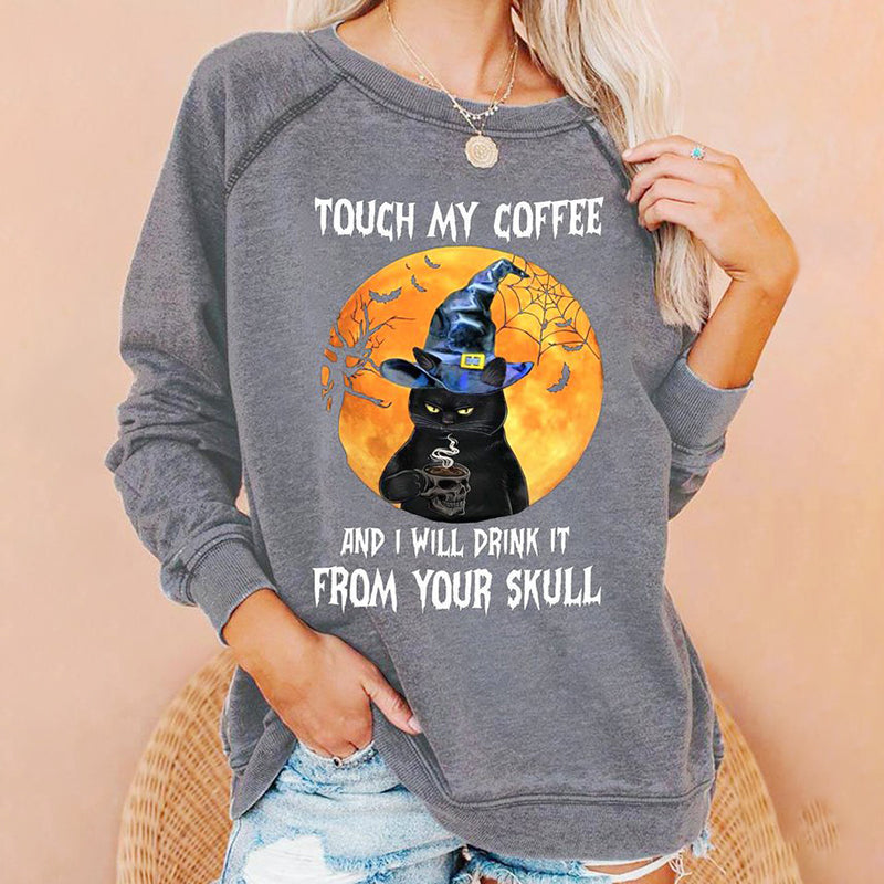 Halloween Print Crew Neck Casual Sweatshirt