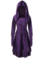 Fashion Lace Up Hooded Dress