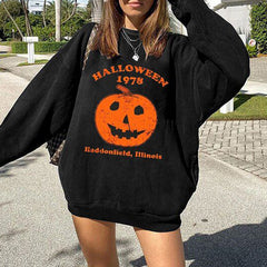 Halloween Pumpkin Print Casual Sweatshirt