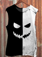 Unisex Halloween Ghost Face Printed Tank Top