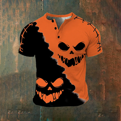 🎃🔥Halloween Pumpkin Monster Hit Color Henry T-Shirt