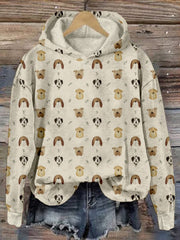 Cute Dogs Pattern Print Comfy Hoodie