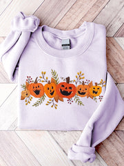 Women's Halloween Pumpkin Embroidery Pattern Sweatshirt