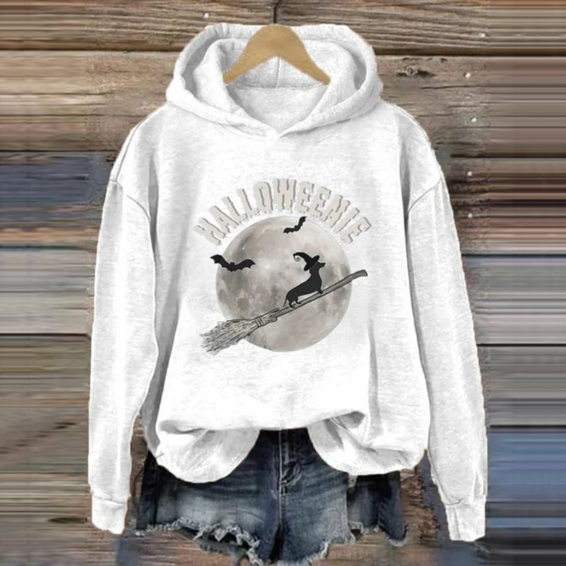 Dachshund Halloween Print Long Sleeve Hoodie