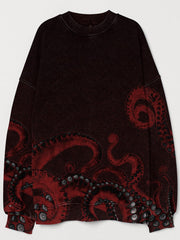Bloody Octopus Vintage Washed Casual Sweatshirt