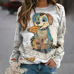 Pizza Dog Print Women's Sweatshirt