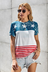 Women's Women The US Stars and Stripes Inspired Short Sleeve Tee