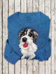 Women's Cute Plush Puppy Wool Felt Art Art Cozy Sweater